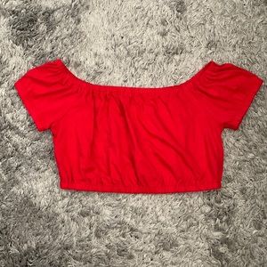 Aritzia - Wilfred Adelisa Off the Shoulder Crop Top in Red (M)